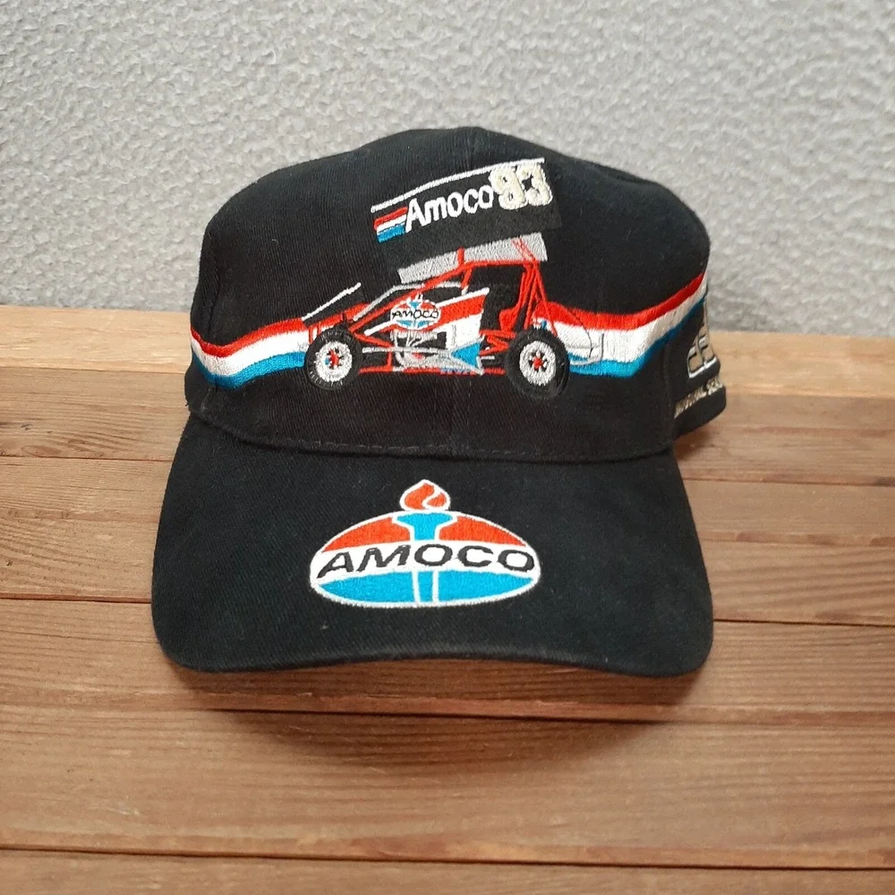 Vintage Nascar Hat Adult Black Snapback Cap Dave Blaney Amoco 1990s‎ Y2K Racing